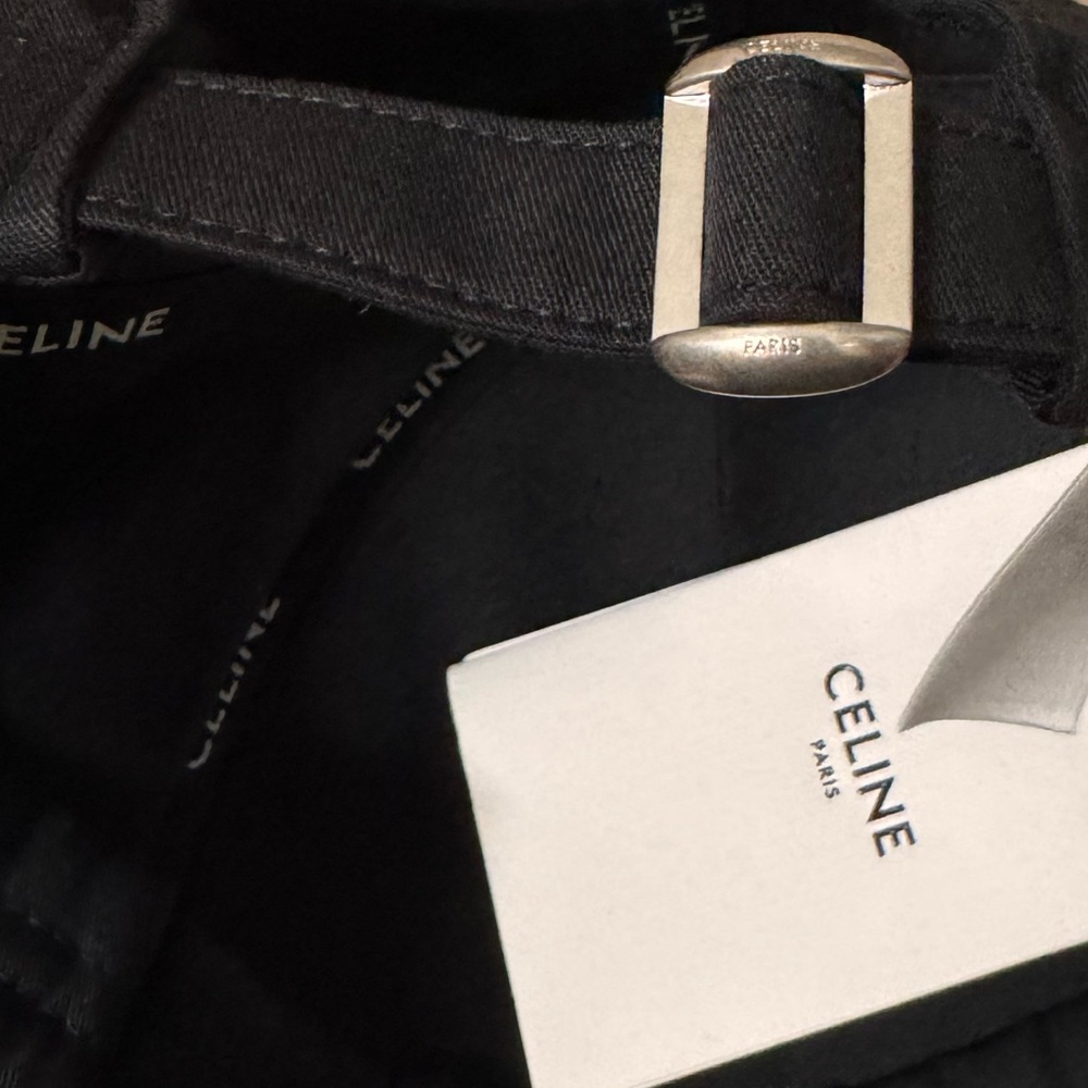 New Celine Baseball Cap with CELINE embroidery in cotton gabardine - Picture 6 of 10